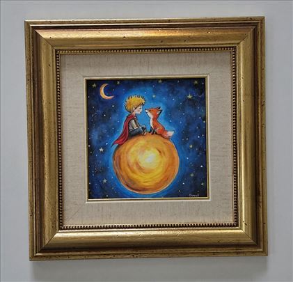 Slika - Mali princ i lisica. Akril na platnu