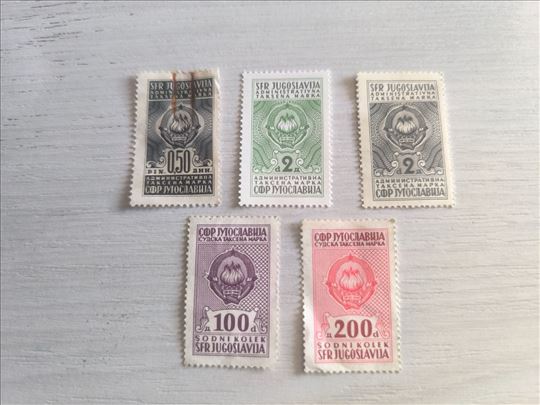 5 Taksenih adm. marki, 0.5;2;2;100;200 din