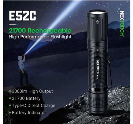 Nextorch E52C 3000 Lumens 4800mA Baterija