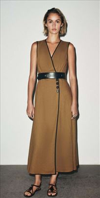 Nova Zara midi haljina od mešavine lana