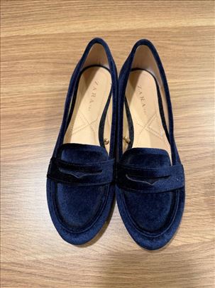 Zara TRF loafers – tamno plave (velur), novo