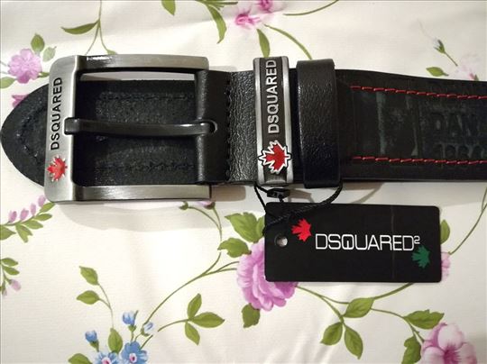 Novi muski kozni markirani kais Dsquared Crna koža