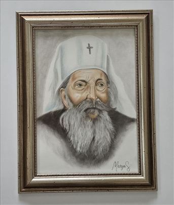 Slika - Patrijarh Pavle, tehnika pastel.