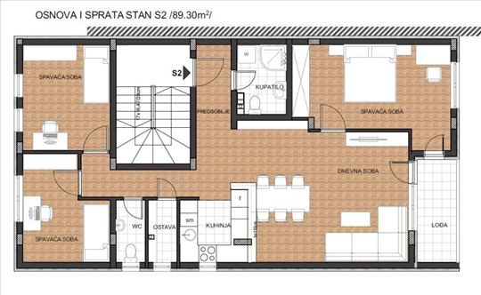 Troiposoban stan sa parkingom u manjem porodično-s