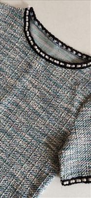 Zara Vintage Chic: Bluza sa biserima i srebrnim 