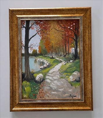 Ulje na platnu - Jesenji putić, prelepa slika!