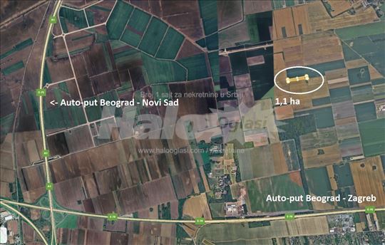 Parcela 1.1ha građevinsko zemljište, Zemun Polje