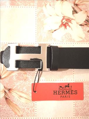 Nov muski kozni markirani kais Hermes Srebrni Novo