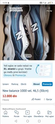 New balance 1000 vel. 46,5 (30cm)