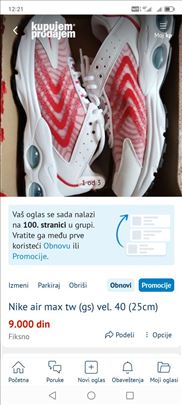 Nike air max tw (gs) vel. 40 (25cm)
