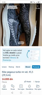 Nike pegasus turbo nn vel. 45,5 (29,5cm)