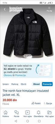 The north face himalayan insulated jacket vel. XL