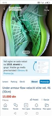 Under armour flow velociti elite vel. 46 (30cm)