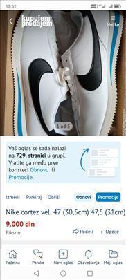 Nike cortez vel. 47 (30,5cm) 47,5 (31cm)