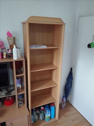 Polica 194x60x37 očuvana, svetlo drvo