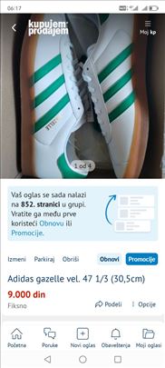 Adidas gazelle vel. 47 1/3 (30,5cm)