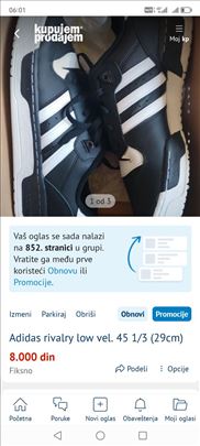 Adidas rivalry low vel. 45 1/3 (29cm)