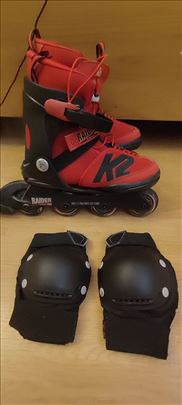 Crveni roleri + štitnici za kolena 