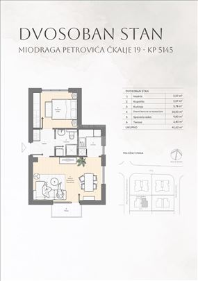 Ledine, Miodraga Petrovića Čkalje19,uknjižen 42m2 