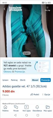 Adidas gazelle vel. 47 1/3 (30,5cm)
