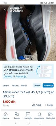 Adidas racer tr23 vel. 45 1/3 (29cm)