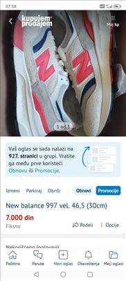 New balance 997 vel. 46,5 (30cm)