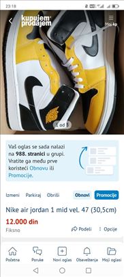 Nike air jordan 1 mid vel. 47 (30,5cm)