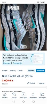 Nike P-6000 vel. 45 (29cm)