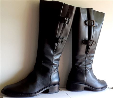 Crne čizme, tip bajkerske, PRAVA KOŽA, 39