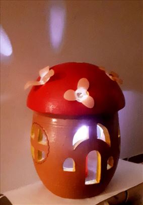 Svećnjak od pečene gline, ručni rad, NOV