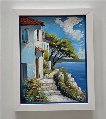 Ulje na lesonitu - Letnji put, prelepa slika!