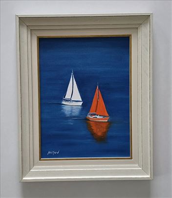 Ulje na platnu - Susret na plavom, prelepo!