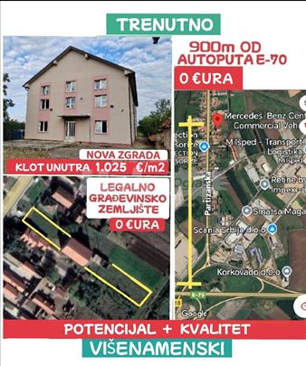 Autoput E70 građ zemljište+nova zgrada 713+21m2