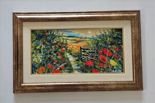 Ulje na platnu - Put kroz makove