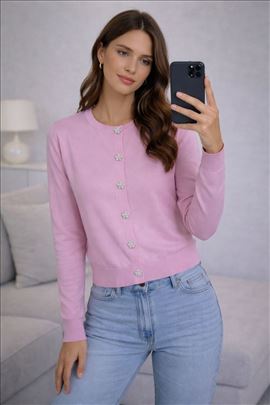 Roze ženski džemper –  elegantan detalj NOVO