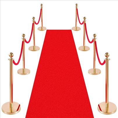 Stubovi za barijeru od 8delova, crveni tepih 10m