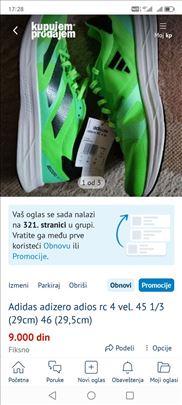 Adidas adizero adios rc 4 vel. 45 1/3 (29cm)