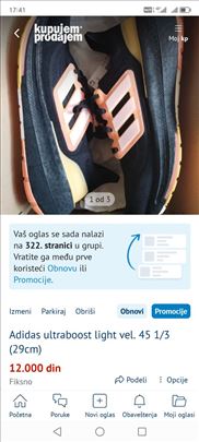 Adidas ultraboost light vel. 45 1/3 (29cm)