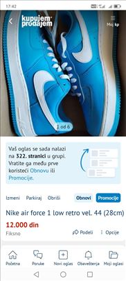 Nike air force 1 low retro vel. 44 (28cm)