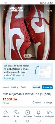 Nike air jordan 1 low vel. 47 (30,5cm)