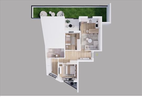 Nov trosoban stan, Lekino brdo 66 m2 plus dvoriste