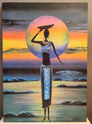 Slika africki motiv-seoska devojka