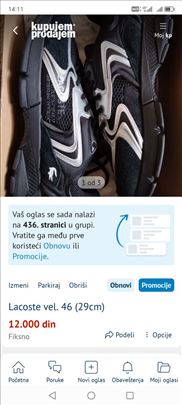 Lacoste vel. 46 (29cm)