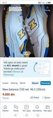 New balance 550 vel. 46,5 (30cm)