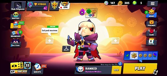 Brawl stars 42k trofeja dosta skinovi