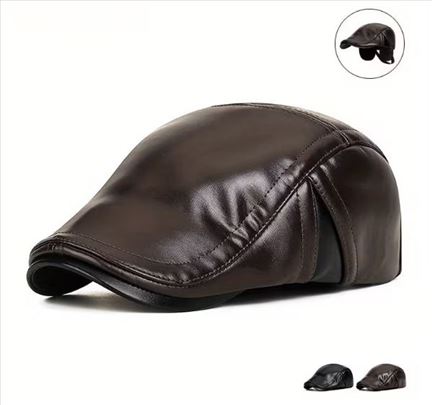 Zimska cassual kapa od PU kože sa dodatkom za uši