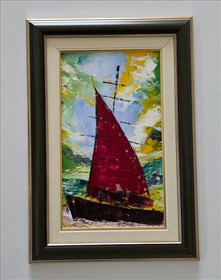 Ulje na platnu - Sam protiv vetra, prelepa slika!