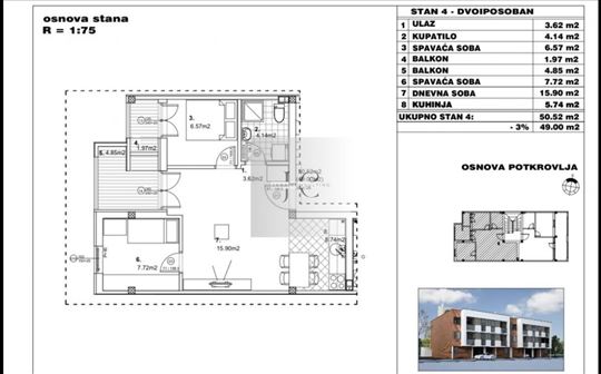 Dvoiposoban stan na Adicama - 45m2 2000e/m2