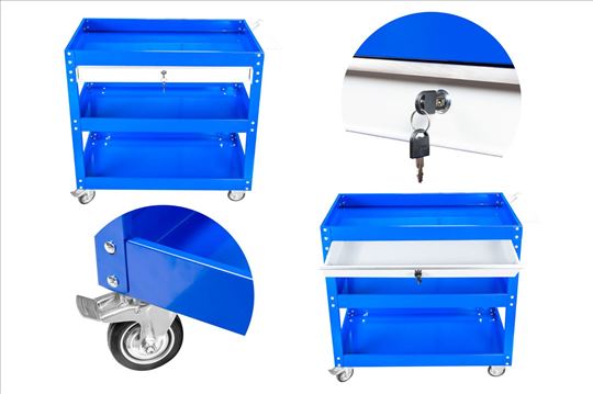 Plava kolica za alat sa fiokom