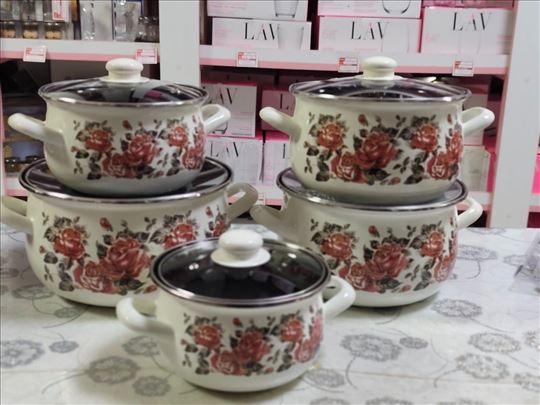 Set Emajl serpi 5 komada cvetni dezen